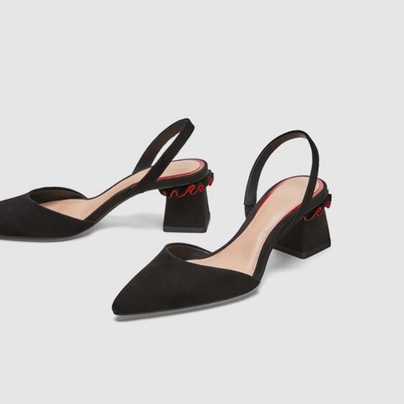 Zara Shoes - Zara Slingback Heels with Ruffles | US 10